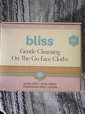 bliss Ultra Soft Dual-Sided Fragrance Free Vegan Face Cleansing Cloths 60ct